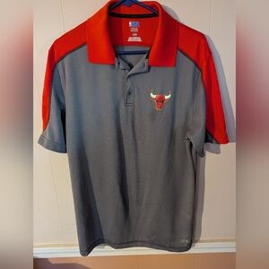 Chicago Bulls NBA Polo Shirt Men's Size Large TX3 Cool Red/Gray Short Sleeve